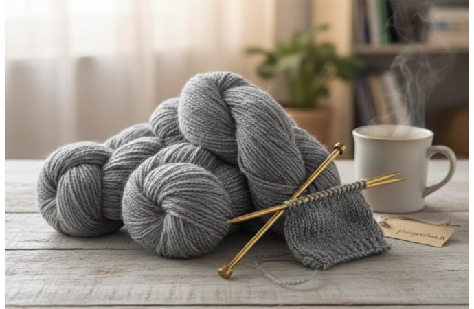 Pelēki dzija (Lietuvas aitu vilna) - mājas dzija