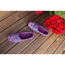 Ceriņu krāsas vilnas čības ar zīdu | Roku darbs